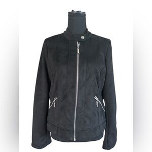 J2 Black Cropped Moto Jacket Zip Front Y2K Clean Girl Women’s Size XS